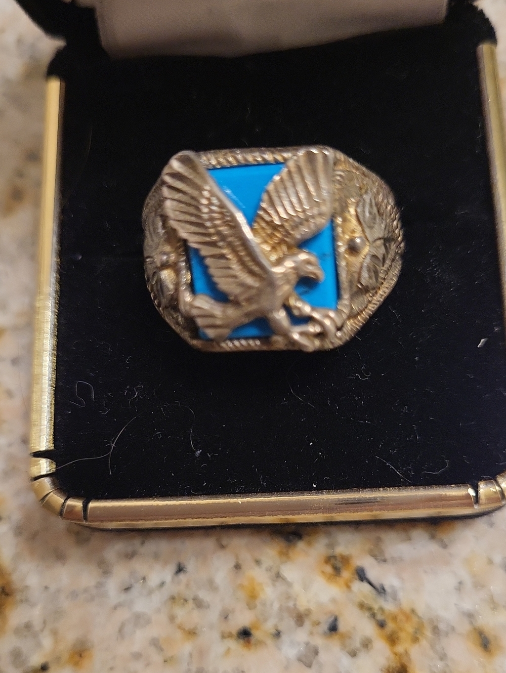 Sterling Silver Eagle Ring with Turquoise Size 12 Jewelry